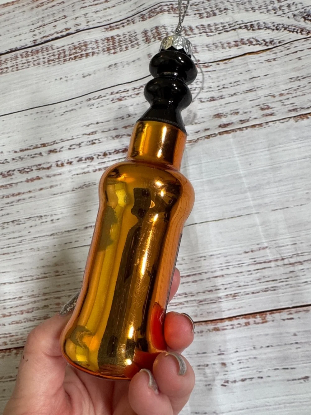 Bourbon 81 Whiskey Bottle Ornament - Amber & Black